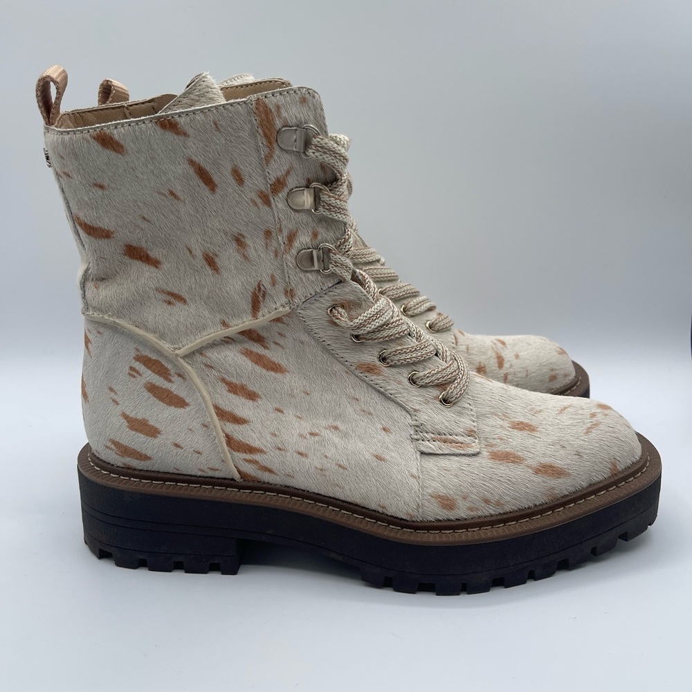 Sam Edelman Womens Lue Calf Hair Lace Uop Ankle Boots Ivory Size 9 Medium (M)